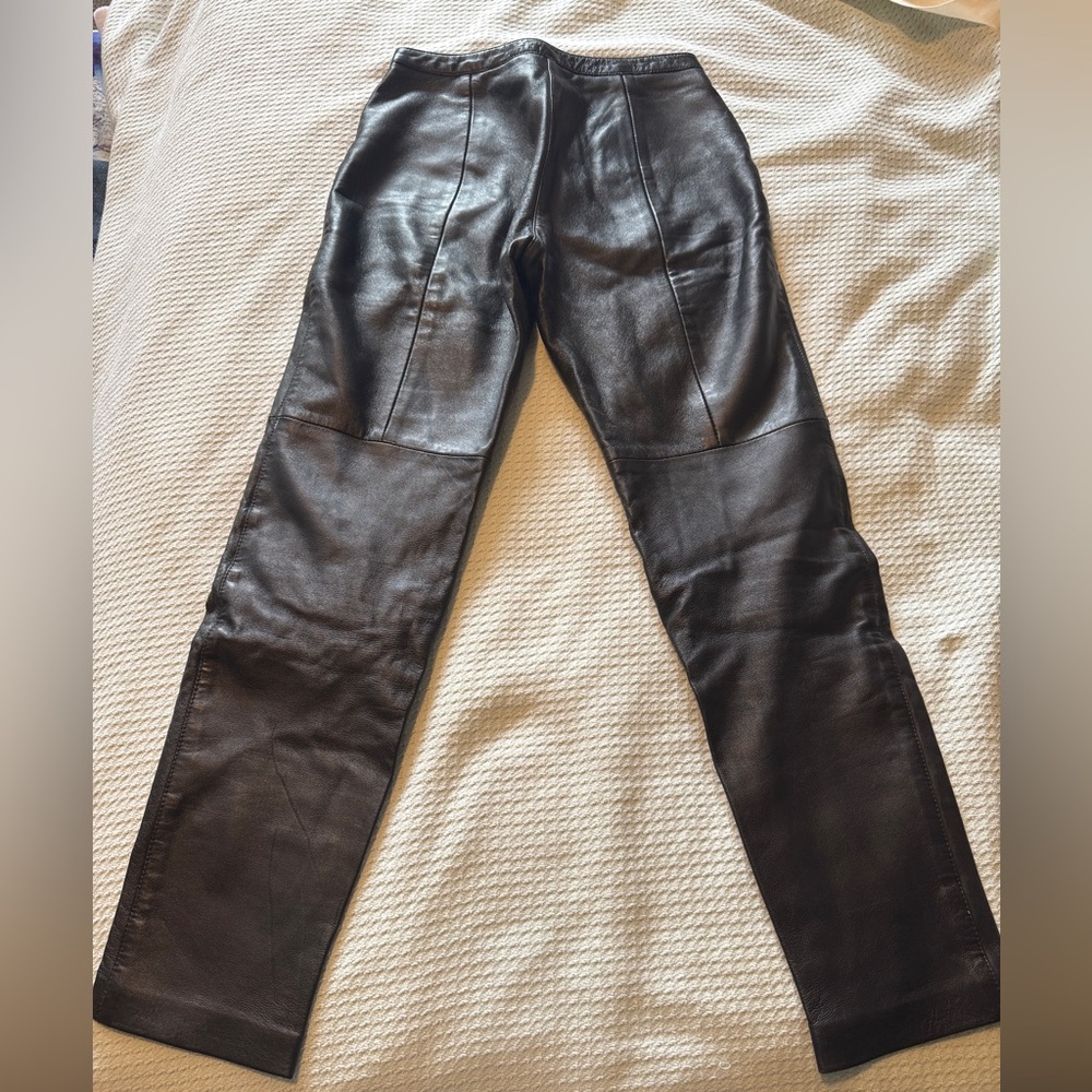 Hugo Buscati Black Leather Pants Size 6